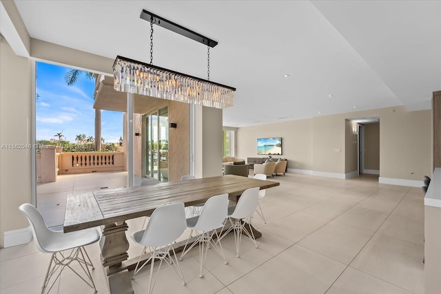 view of tiled dining room