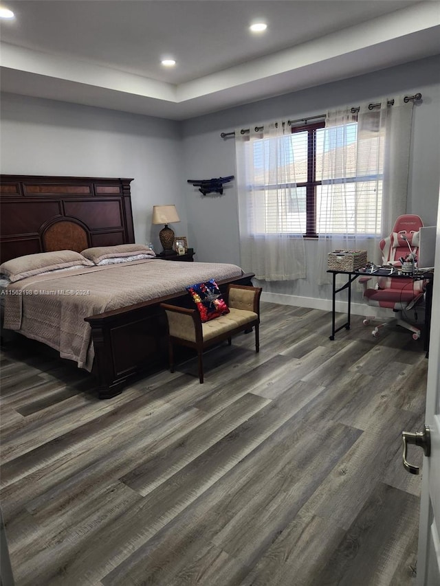 bedroom featuring dark wood-type flooring