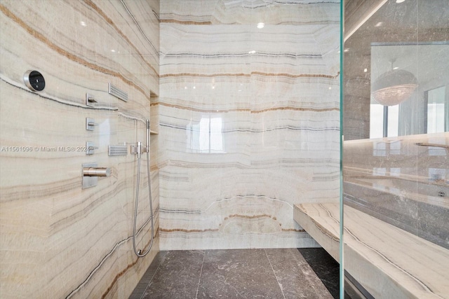 bathroom featuring tile walls and tile flooring