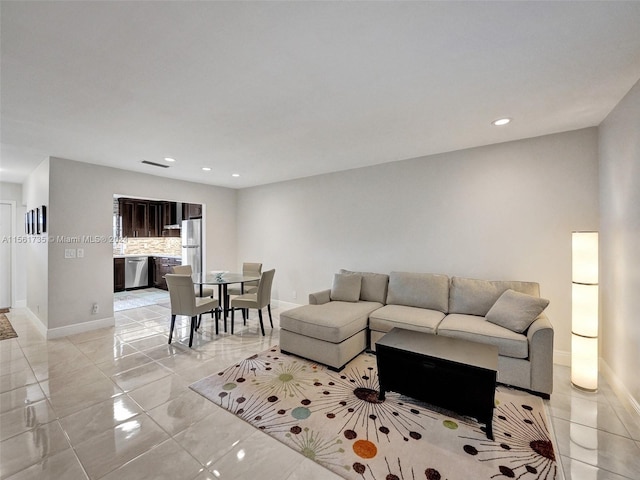 view of tiled living room