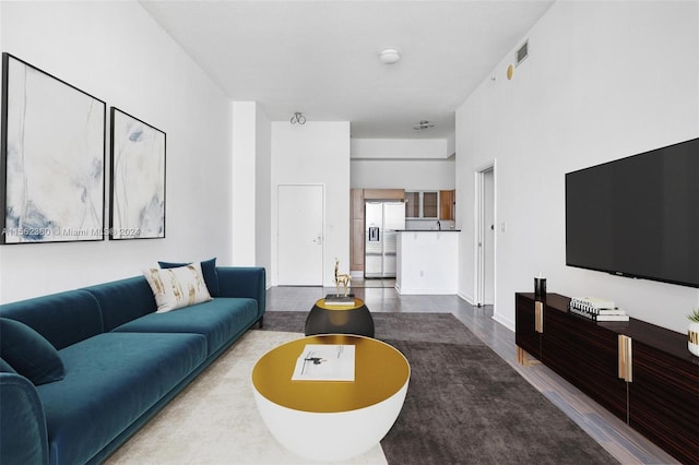 living room with hardwood / wood-style floors