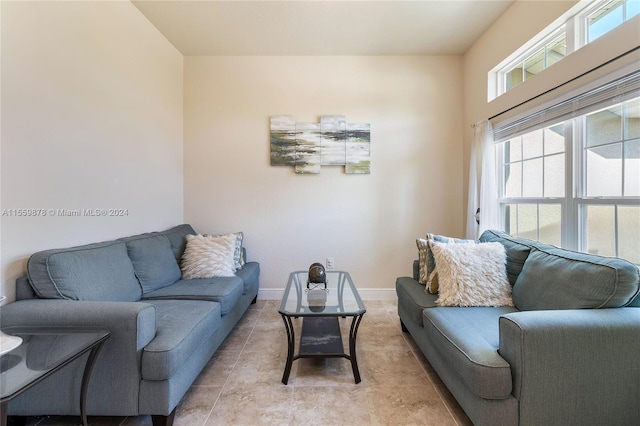 view of tiled living room