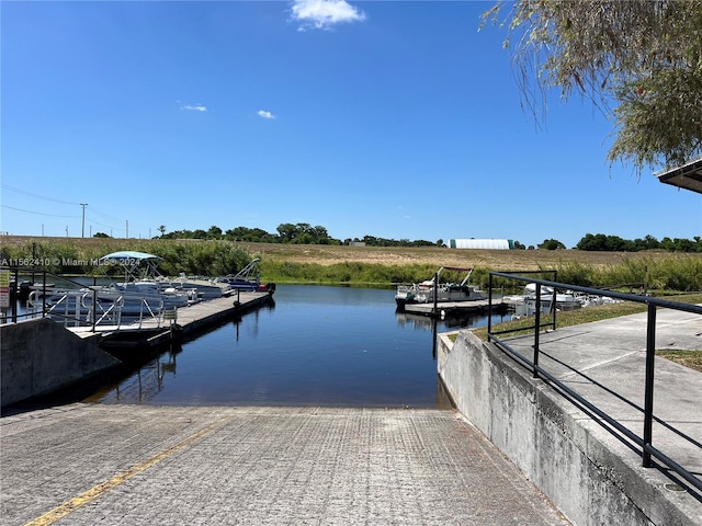 view of dock featuring a water view