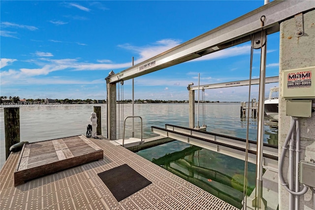 dock area featuring a water view