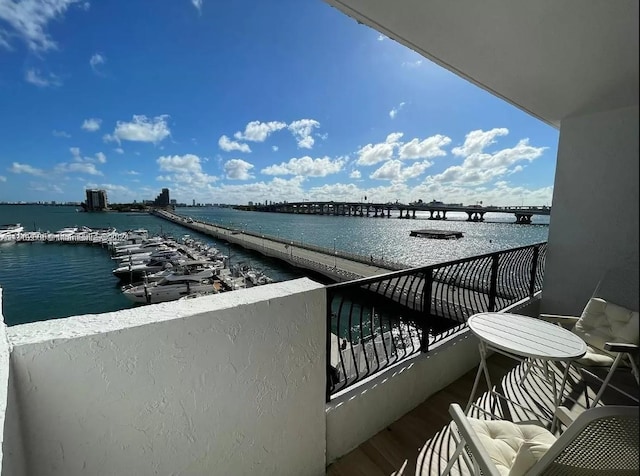 balcony with a water view