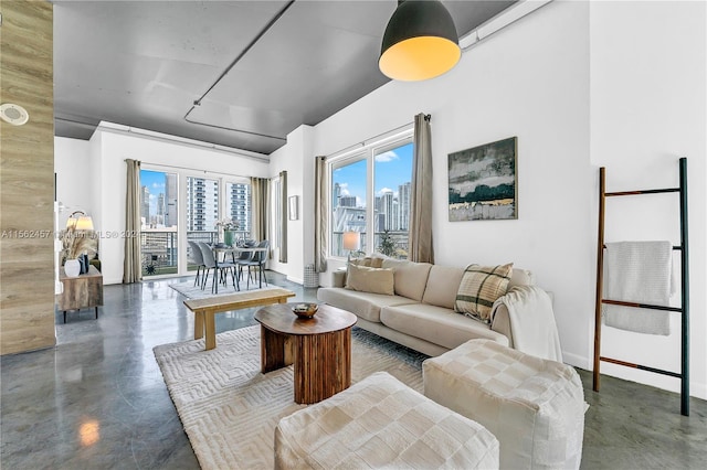 living room featuring plenty of natural light