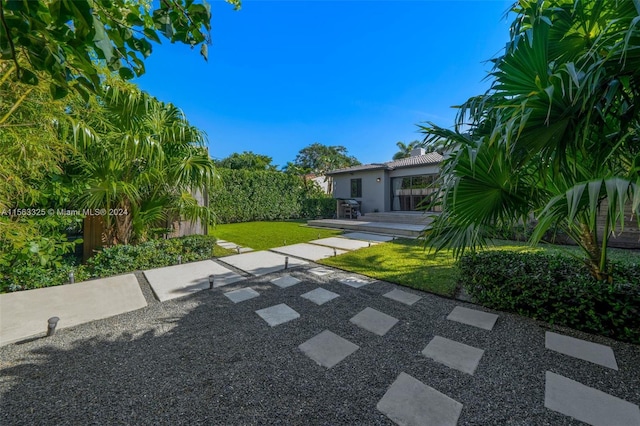 view of yard with fence