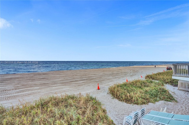 view of water feature with a view of the beach