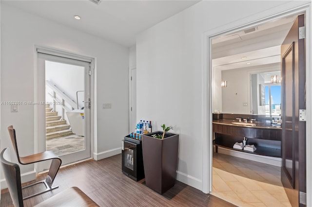 interior space featuring sink and tile floors