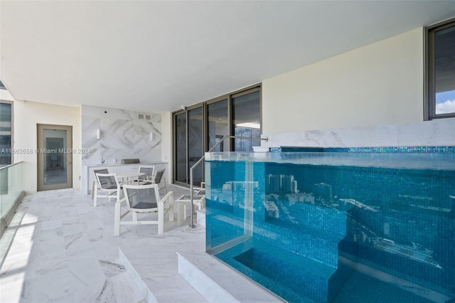 interior space with an indoor pool