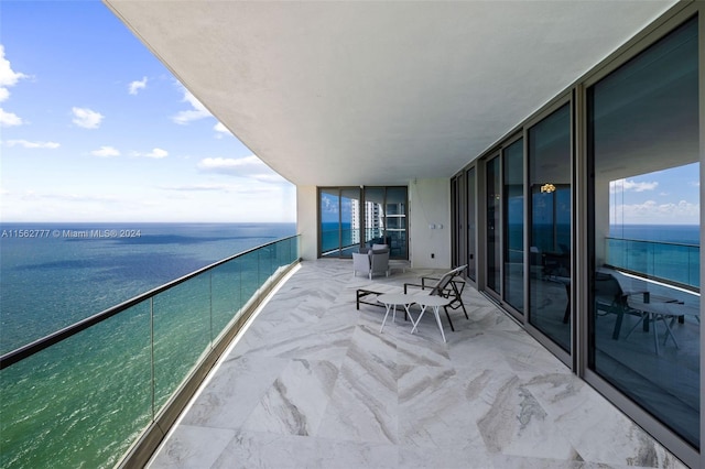 balcony with a water view