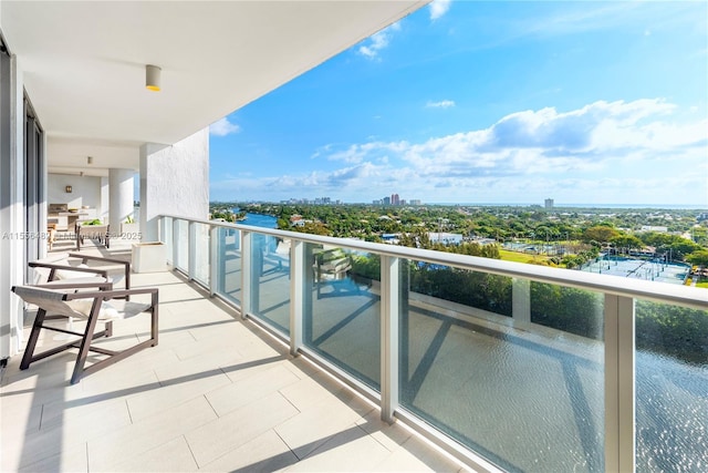 balcony with a view of city