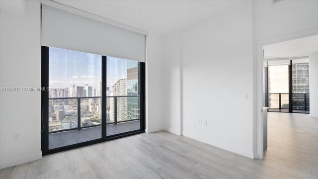 unfurnished room with light wood-type flooring and plenty of natural light