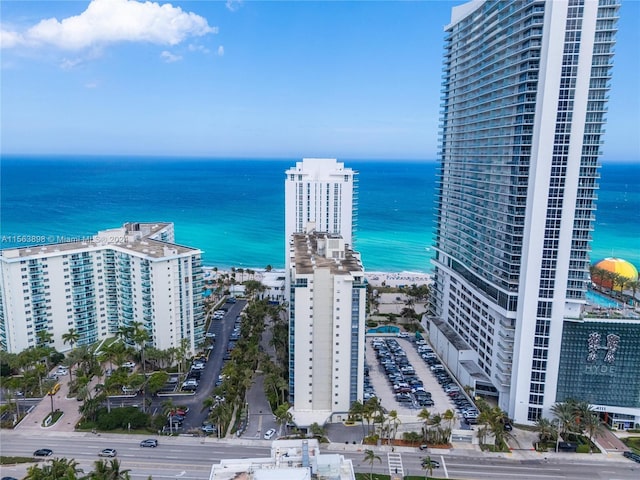 bird's eye view featuring a water view