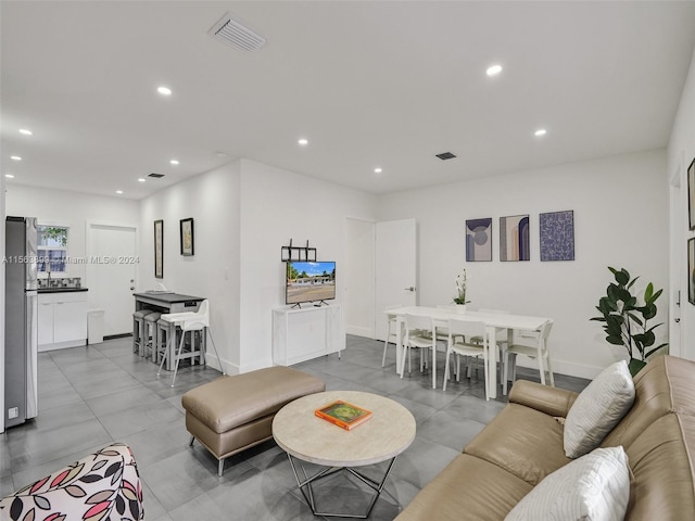 view of tiled living room