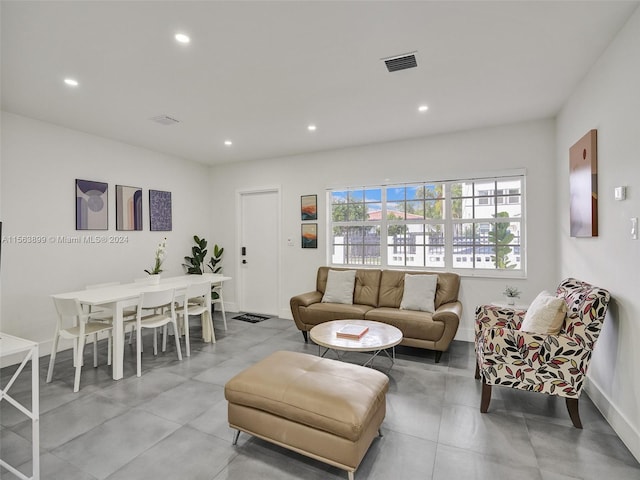 view of tiled living room