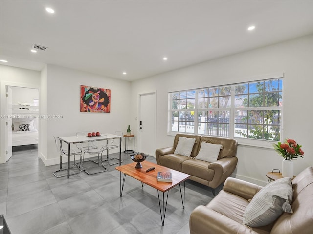 view of tiled living room