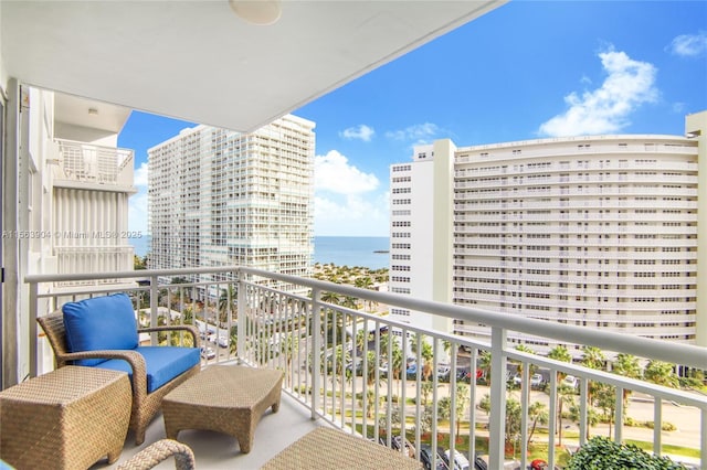 balcony with a water view