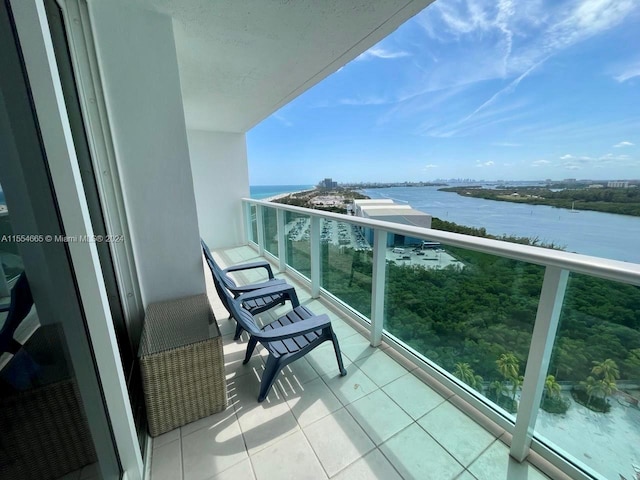 balcony with a water view