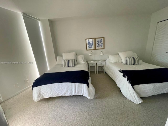 carpeted bedroom featuring a closet