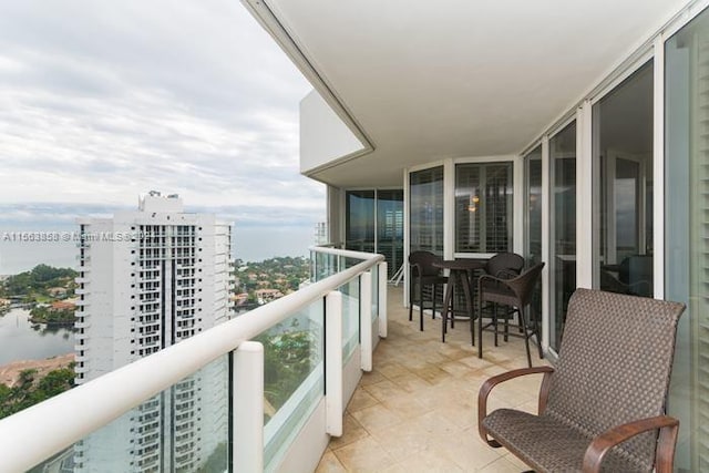 balcony with a water view