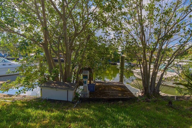 1051 NE 89th St, Miami, FL 33138 - view of yard with a boat dock and a water view