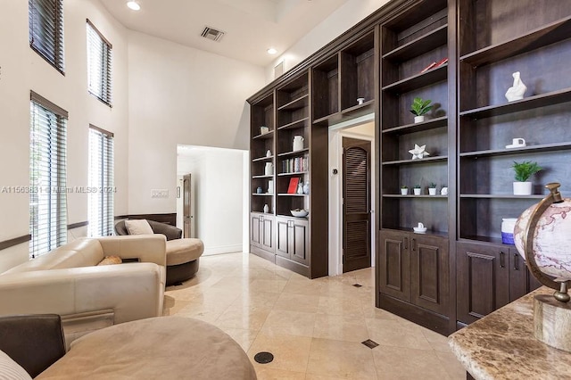 interior space featuring a high ceiling