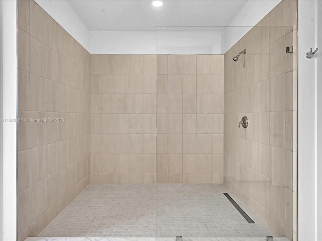 bathroom with a tile shower