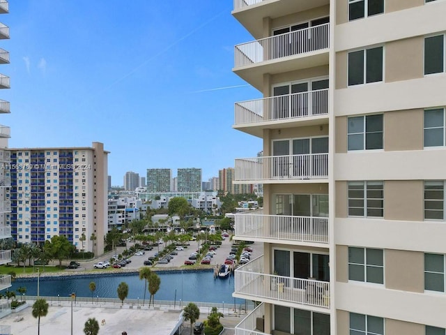 exterior space featuring a water view