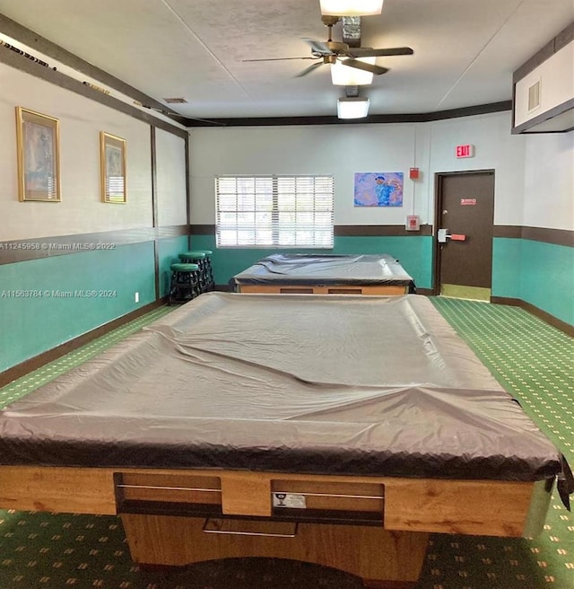 game room featuring ceiling fan