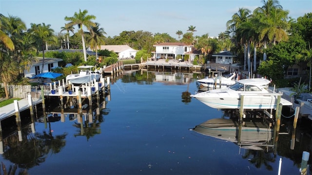 view of dock featuring a water view