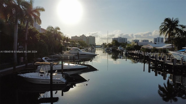 view of dock featuring a water view