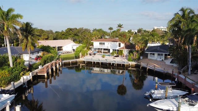 view of water feature featuring a dock