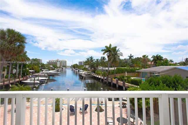 water view with a boat dock