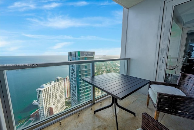 balcony with a water view