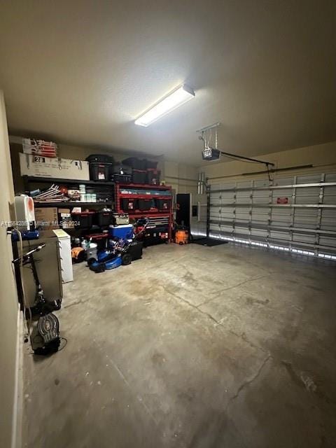 garage with a garage door opener