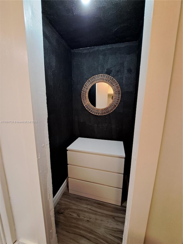 bathroom featuring wood-type flooring