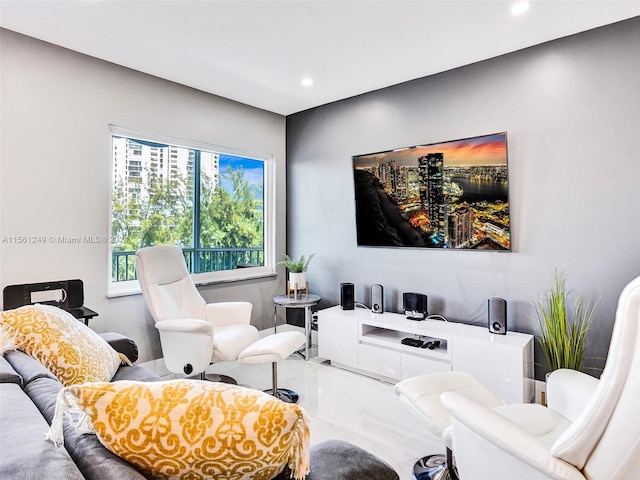 view of tiled living room