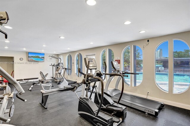 gym with a wealth of natural light