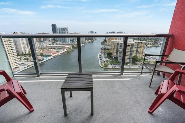 balcony with a water view