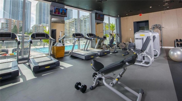 workout area featuring plenty of natural light