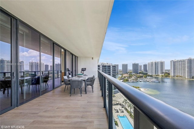 balcony with a water view