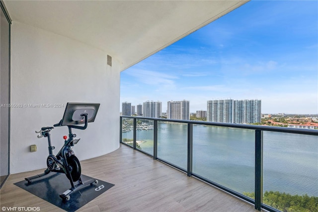 balcony with a water view