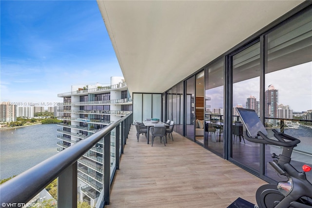 balcony with a water view