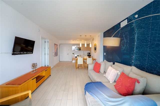 living room featuring light hardwood / wood-style floors