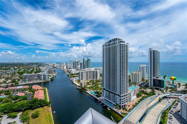 city view with a water view