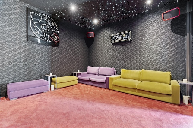 view of carpeted home theater room