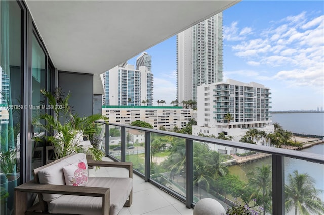 balcony with a water view