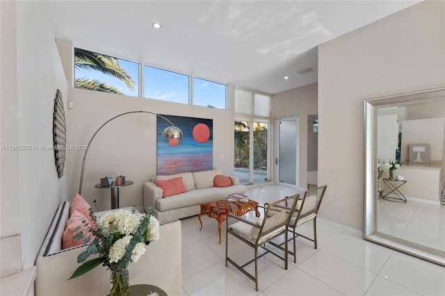 view of tiled living room