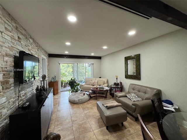 view of tiled living room